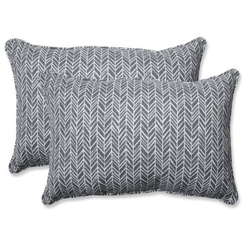 Out/Indoor Herringbone Oversized Rectangular Throw Pillow, Set of 2, Slate