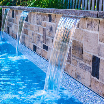 Rectangle Pool with waterfall accent wall - Oakville