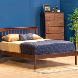 Brooklyn Platform Bed with Open Footrail in Antique Walnut Finish - Platform Beds