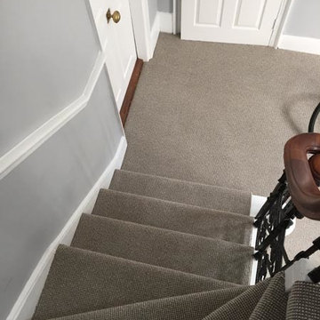 Striped Carpet Installation to Stairs