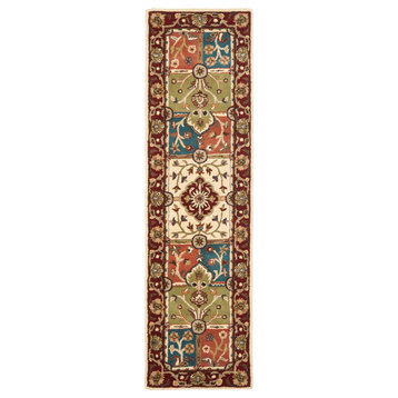 Safavieh Heritage Collection HG925 Rug, Multi/Red, 2'3" X 8'