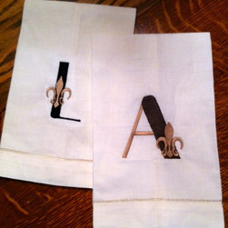 Fleur de Lis Monogram Guest Towel - Towels