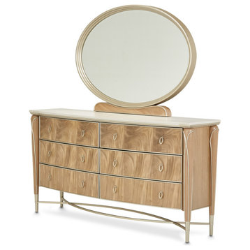 Villa Cherie Dresser and Mirror - Caramel
