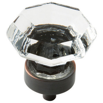 Amerock BP55268 Glass Knobs 1", Crystal and Oil Rubbed Bronze