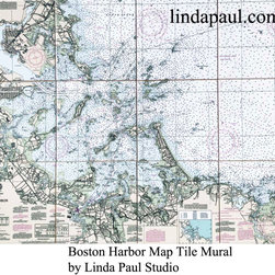 Boston Nautical Chart custom tile mural backsplash - Tile Murals