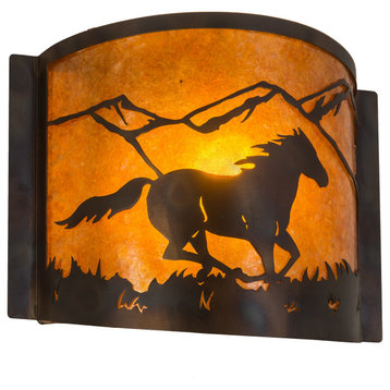 12 Wide Running Horses Wall Sconce