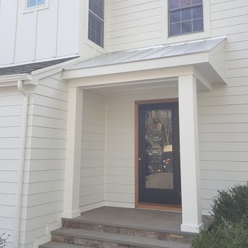 8 1/4" James Hardie Lap Board Arctic White, Custom Portico, Woven Corners