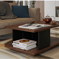 Goa Walnut & Black Coffee Table - Coffee Tables