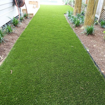 Curb Appeal with Pennsylvania Bluestone, Artifical Turf Path and Poolscape