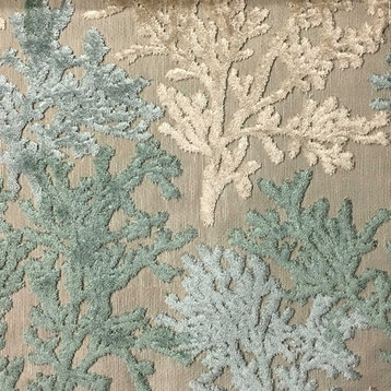 Reef Coral Pattern Cut Velvet Upholstery Fabric, Laguna
