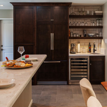 New custom refrigerator, pantry and wet bar area