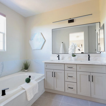 Modern Transitional Bathroom Vanity with Light Gray RTA Cabinets | The Cabinatio