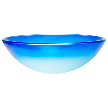 Eden Bath EB_GS70 Blue Cloud Frosted Round Glass Vessel Sink