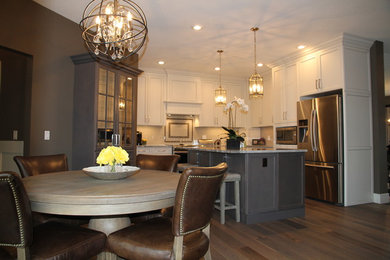 Design ideas for a transitional kitchen in Calgary.