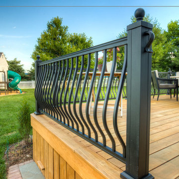 Ipe deck with antique metal rail