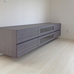 フロートテレビボード(床から浮いているテレビボード)施工例 - リビング家具