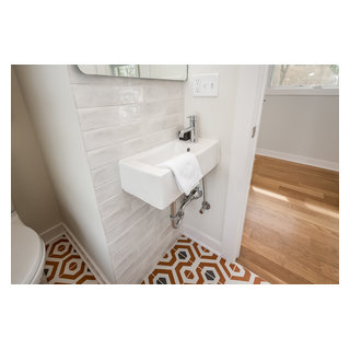 Mid Mod Remodel in River Hills - Midcentury - Powder Room - New York ...