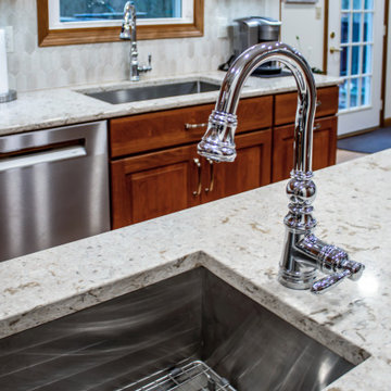 Cherry Cabinets with Pecan Stained Finish, Windemere Quartz Countertops
