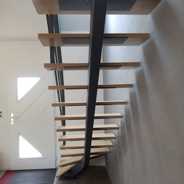 escalier métal et bois