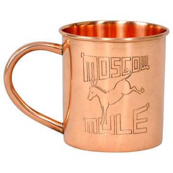 Copper Moscow Mule Mug With Etched Retro Logo