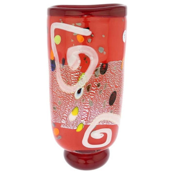 GlassOfVenice Murano Glass Modern Art Vase - Red