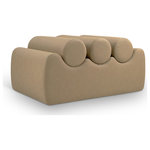 Meridian Furniture - Rumble Upholstered Bench, Tan, 32" W x 22" D x 16.5" H, Vegan Leather - Discover the Rumble tan vegan leather bench, featuring a sleek, soft feel that adds a touch of contemporary elegance to any room. This stylish bench offers three removable bolster pillow seats for enhanced comfort and versatility. Its modern design seamlessly blends with various decor styles, making it a versatile choice for your entryway, living room, or bedroom.