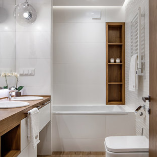 Bäder mit Badewanne in Nische und Einbauwaschbecken Ideen, Design