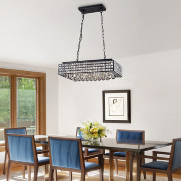 Elba 8-Light Crystal Black Finish Chandelier