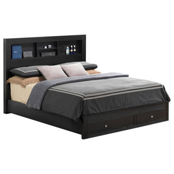 Burlington Black Queen Storage Platform Bed With Drawers and Storage Shelves