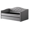Beige Tufted Fabric Day Bed With Trundle, Twin/Single, Gray