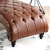 TATEUS PU Leather Button-Tufted Chaise Lounge,Brown