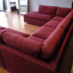 Custom Sectional Sof - Designer Fabric Red - Sofas