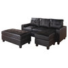 Lyssa Sectional Sofa, Reversible Chaise and Ottoman, Black
