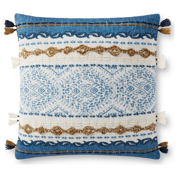 Loloi Cotton 18" x 18" Pillow Cover With Blue And Natural P012P0930BBNAPIL1