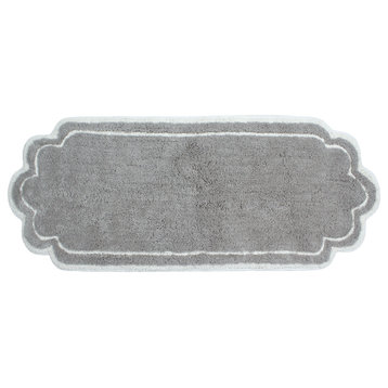 Allure Collection 100% Cotton Tufted Non-Slip Bathroom Rug, 21"x54" Runner, Gray