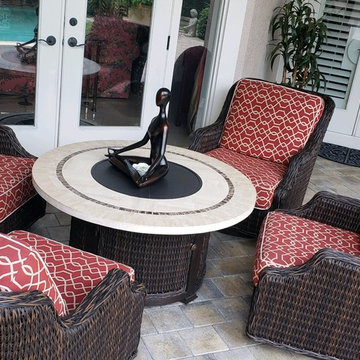 Poolside Patio-Dining with Chat Seating with Firepit