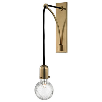 Marlow, 1 Light, Wall Sconce, Aged Brass Finish, Clear Glass