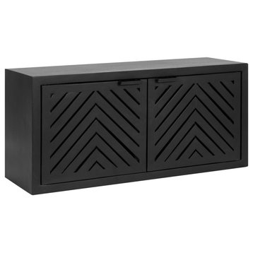 Mezzeta Decorative Wood Wall Cabinet, Black 30x10x14