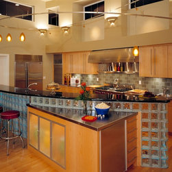 Curved Glass Block Table - Dining Tables
