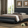 Baxton Studio Ashenhurst Black Modern Sleigh Bed with Upholstered Headboard