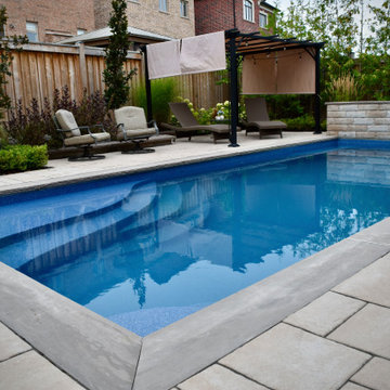 Aurora Fiberglass Pool Custom Composite Deck and Landscaping