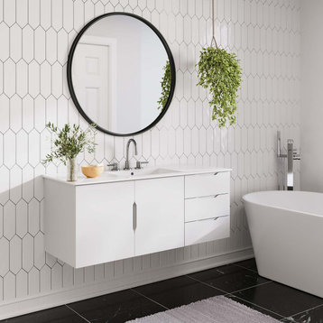 Vitality 48" Bathroom Vanity Cabinet, Sink Basin Not Included, White
