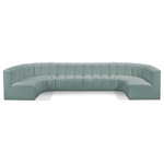 Meridian Furniture - Arc Vegan Leather Upholstered 8-Pc. U-Shaped Modular Sectional, Green - Unleash modern opulence with the Arc Vegan Leather 8pc. Sectional. Crafted for the modern connoisseur, this Sectional injects an air of refined luxury into any space. Its sleek silhouette, upholstered in supple mint green vegan leather, exudes timeless sophistication while the deep channel tufting adds textural intrigue, further elevating the chair's visual appeal. The modular design makes it a versatile chameleon, effortlessly adapting to your evolving needs and preferences. Whether you envision it gracing a chic living room corner, basking in the glow of a bedroom window, or adding a touch of drama to a home office, the Arc seamlessly complements your unique interior aesthetic.