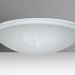 Besa Lighting - Besa Lighting 9680ST-WH Trio 20 - Three Light Flush Mount - Trio showcases a contemporary glass diffuser suspended from the aluminum pan by three decorative metal clips. The Stucco-Frost decor starts with a clear blown glass with a subtle matte frost, then we apply a precise circular patterning of textured clear glazing. The result is a sophisticated adaptation of the luxurious and tactile finish used within the elegant Venetian plaster finish. When illuminated, the glazed accents create a striking diffuse glow that calls attention to the timeless texture, while the frosted outer circle emits a soft backlight. These stylish and functional luminaries are offered in a beautiful Polished Nickel finish.  Shade Included: TRUETrio 20 Three Light Flush Mount Polished Nickel Stucco GlassUL: Suitable for damp locations, *Energy Star Qualified: n/a  *ADA Certified: n/a  *Number of Lights: Lamp: 3-*Wattage:100w Medium base bulb(s) *Bulb Included:No *Bulb Type:Medium base *Finish Type:Polished Nickel