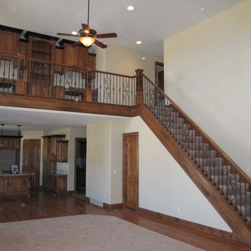 Wood Railing with Wrought Iron Balusters