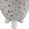 Modern Pierced Ivory White Ceramic Egg Vase 2-Piece Set