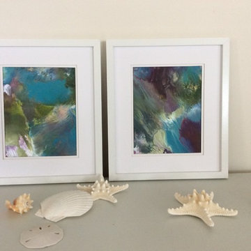 Abstract Paintings Matted Framed in White
