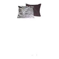Tomova Jai Designs - Extreme Luxury Collection: Zebra And Faux Fur, 16"x16", Black Faux Fur/Zebra Pri - Decorative Pillows