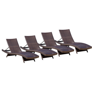 Lakeport Outdoor Adjustable Chaise Lounge Chairs, Set of 4