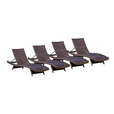 Lakeport Outdoor Adjustable Chaise Lounge Chairs, Set of 4